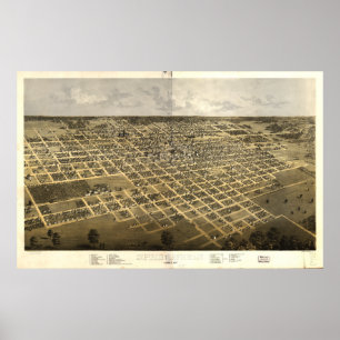 Springfield Illinois 1867 Antique Panoramic Map Poster