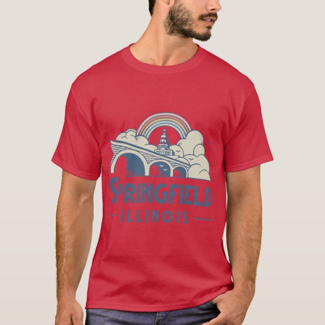 Springfield Illinois Capitol Buidling Rainbow Scoo T-Shirt (Front)