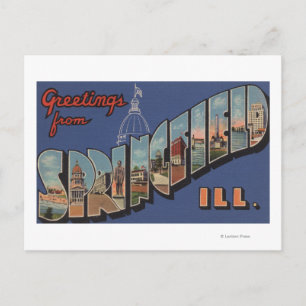 Springfield, Illinois - Large Letter Scenes Postcard
