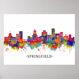 Springfield Illinois Skyline Poster