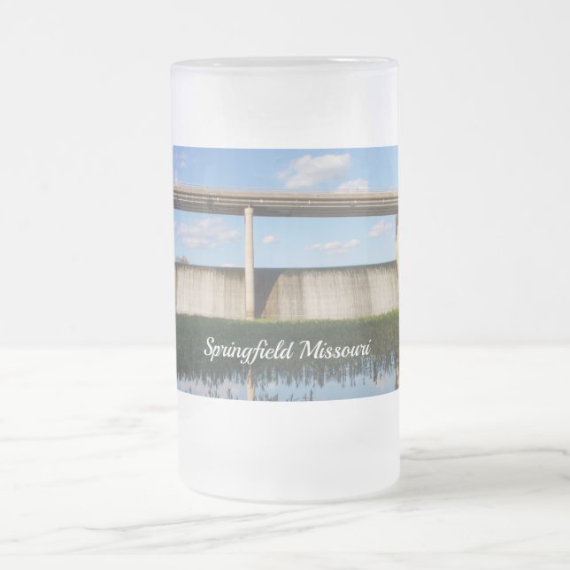 Springfield Lake Missouri Dam Frosted Glass Beer M Frosted Glass Beer Mug (Center)