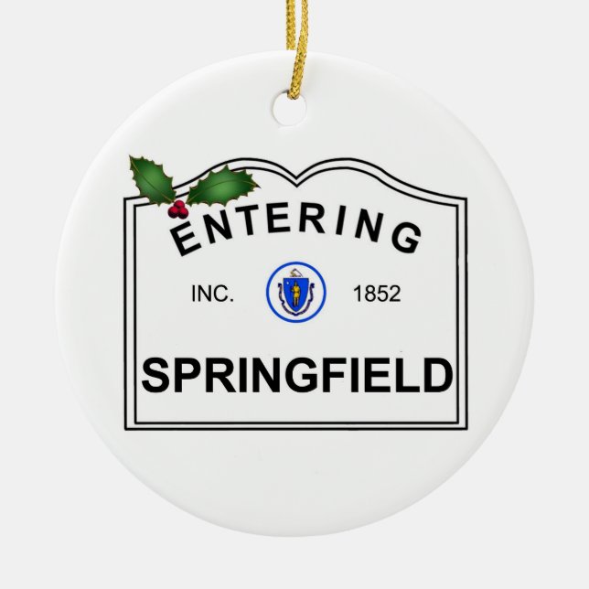 Springfield MA Ceramic Tree Decoration (Front)