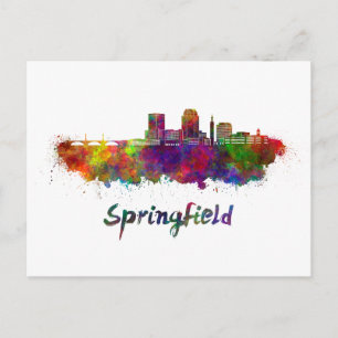 Springfield MA skyline in watercolor Postcard