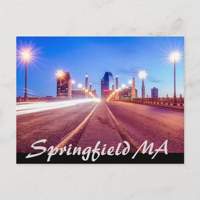 springfield massachusetts skyline postcard (Front)