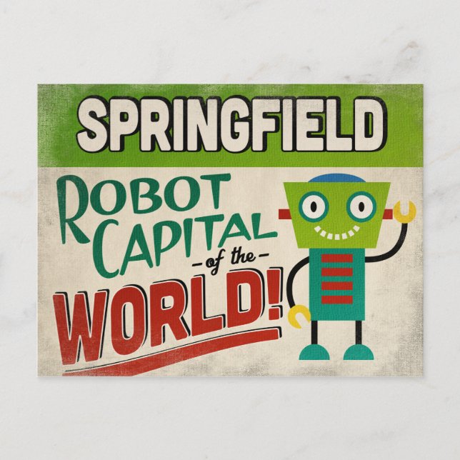Springfield Missouri Robot - Funny Vintage Postcard (Front)