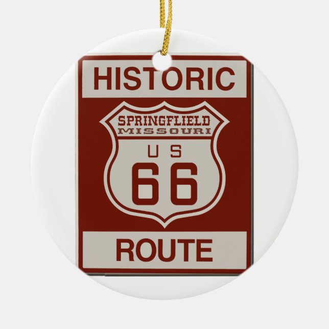 Springfield Route 66 Ceramic Tree Decoration (Front)