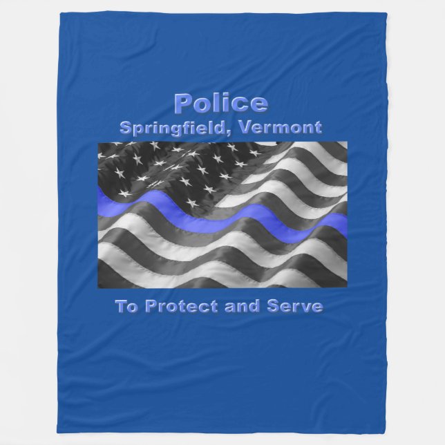 Springfield, Vermont. Police Fleece Blanket (Front)