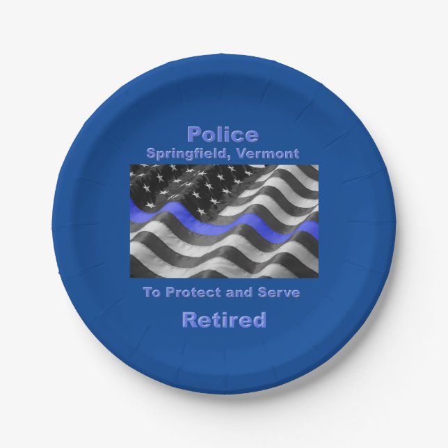 Springfield, Vermont. Police Paper Plate (Front)