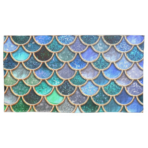Springlike multicolor Glitter Mermaid Scales Pillowcase