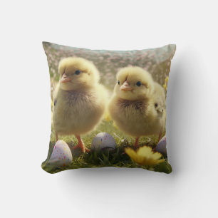 Spring's Delight - Adorable Chicks happy easter Cushion