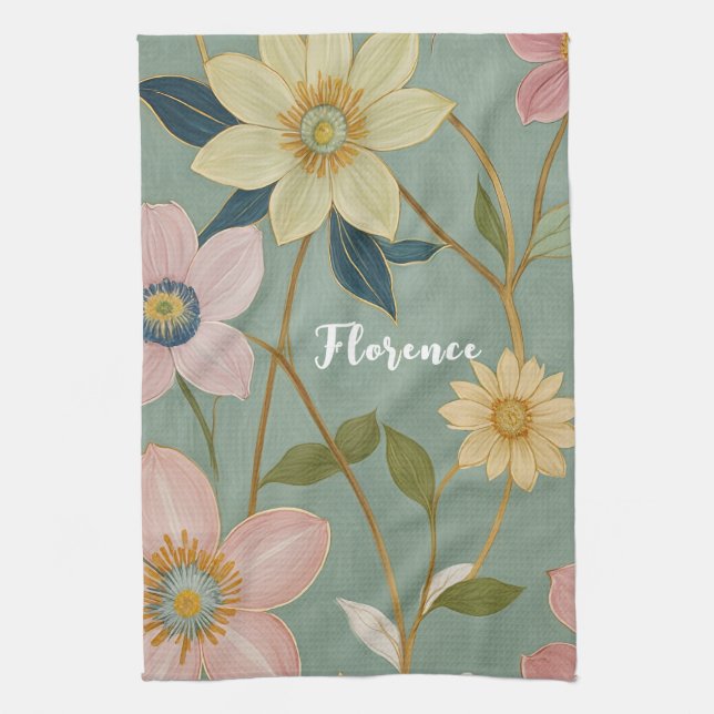 Spring's Gentle Awakening Personalised Tea Towel (Vertical)