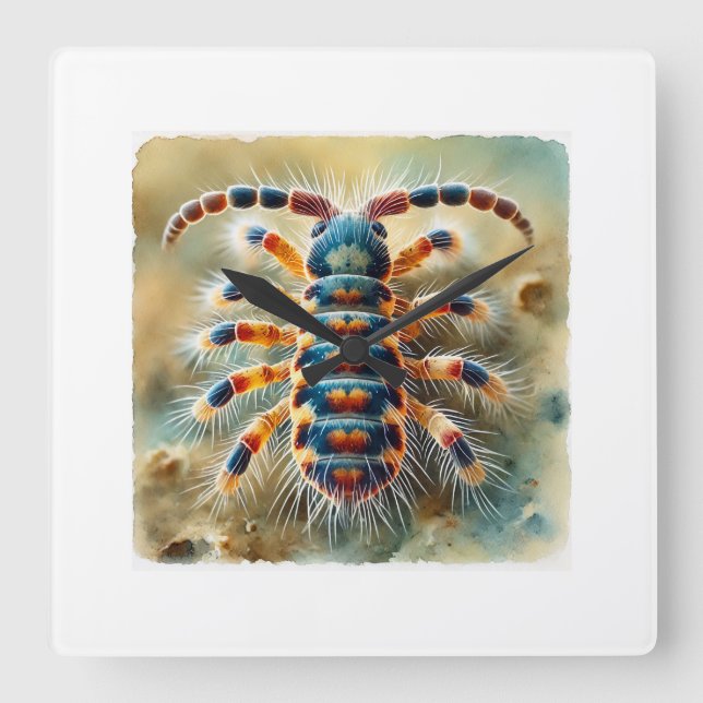 Springtail Insect 270824IREF213 - Watercolor Square Wall Clock (Front)