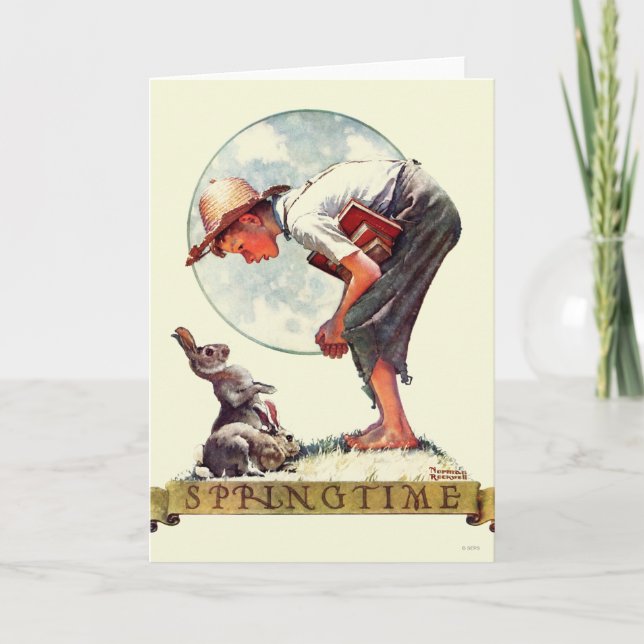 Springtime, 1935 boy with bunny card (Front)