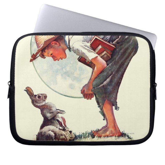 Springtime, 1935 boy with bunny laptop sleeve (Front)