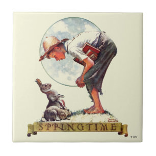 Springtime, 1935 boy with bunny tile