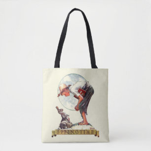 Springtime, 1935 boy with bunny tote bag