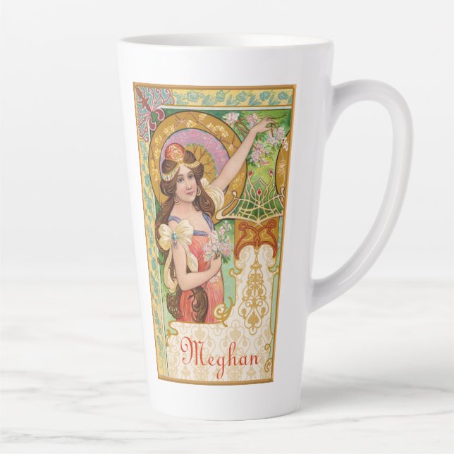 Springtime Art Nouveau Large Latte Mug (Right)