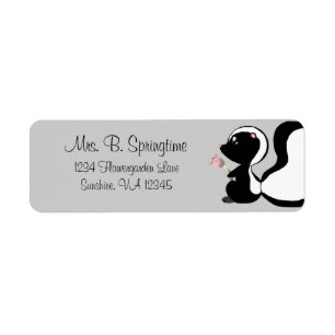 Springtime Baby Skunk Return Address Labels