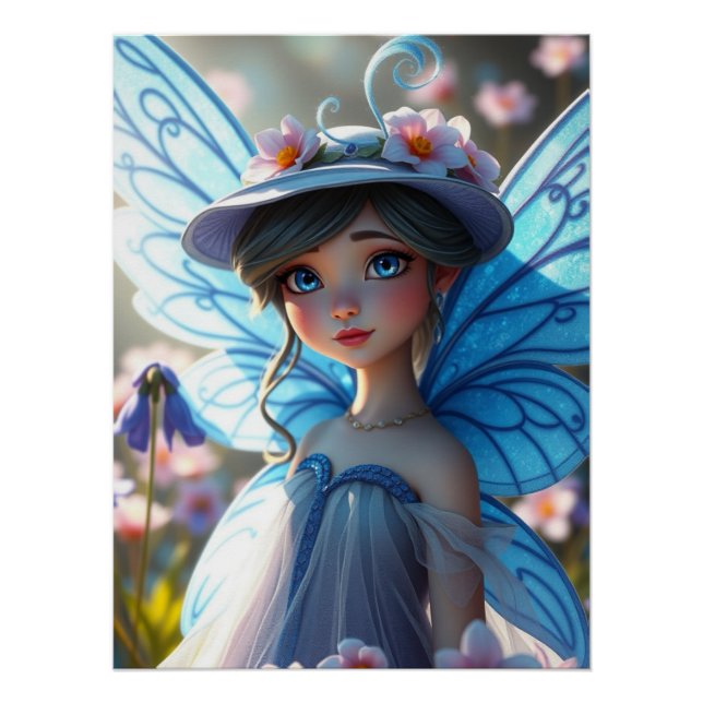 Springtime Bluebell Fairy Art  Poster (Front)