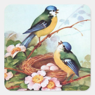Springtime Bluebirds Nest Sticker