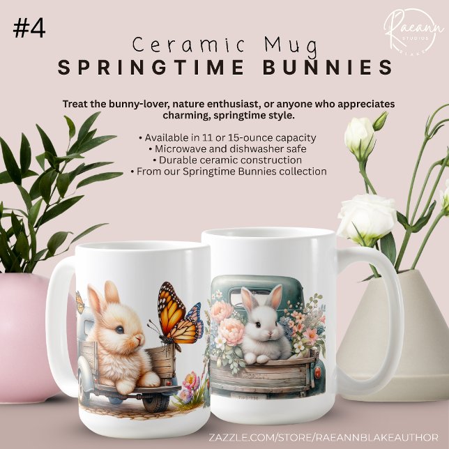 'Springtime Bunnies' Ceramic Mug (Creator Uploaded)