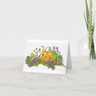 Springtime Bunnies in a Field of Flowers  Thank You Card