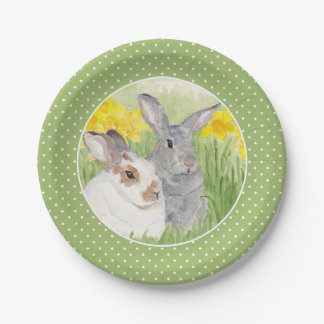 Springtime Bunnies in Flowers Paper Plate