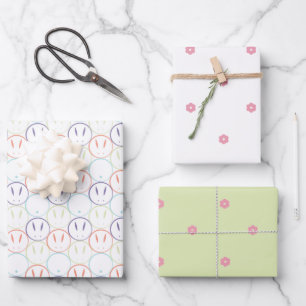 Springtime Bunnies - Pastel, Cherry Blossom, Mint Wrapping Paper Sheet