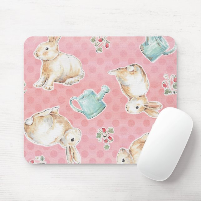 Springtime Bunnies Pattern Mouse Mat (With Mouse)