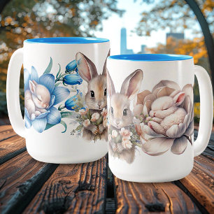 'Springtime Bunnies' Two-Tone Ceramic Mug