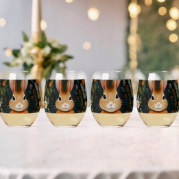 Springtime Bunny Magic Drinkware Set Stemless Wine Glass