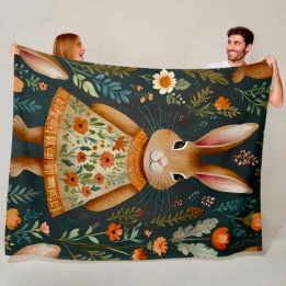 Springtime Bunny Magic  Fleece Blanket