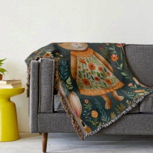 Springtime Bunny Magic  Throw Blanket