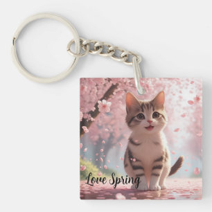 Springtime Cat Key Ring