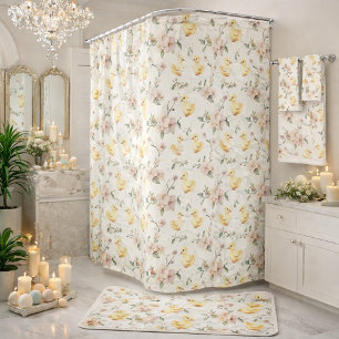 Springtime Duckling Delight Easter Shower Curtain