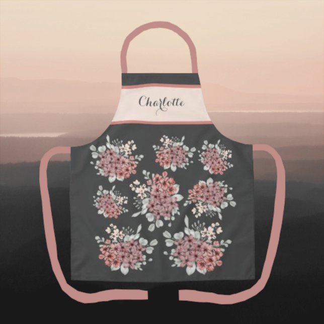 Springtime Dusty Pink Field Flower Bouquet Apron (Creator Uploaded)