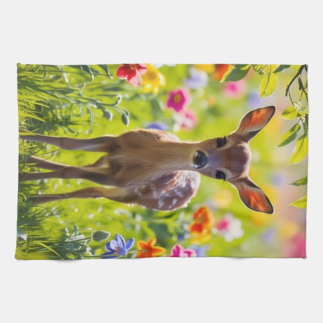 Springtime Fawn Tea Towel (Horizontal)