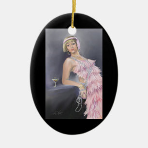 Springtime Flapper Oval Ornament