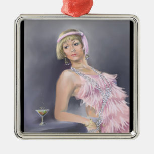 Springtime Flapper Premium Square Ornament