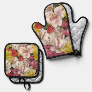Springtime Floral Bouquet Oven Mitt & Pot Holder Set