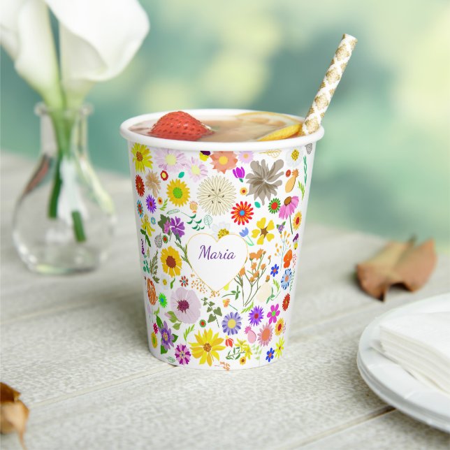 Springtime floral harmony paper cups (Insitu)