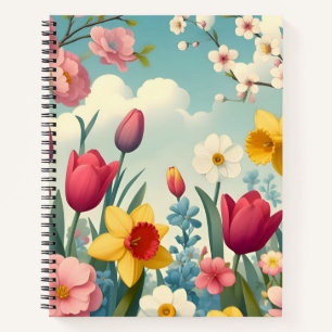 Springtime Floral Pattern Notebook