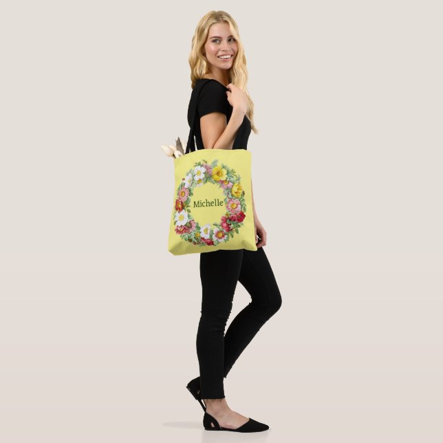 Springtime Floral Wreath Template Tote Bag (On Model)