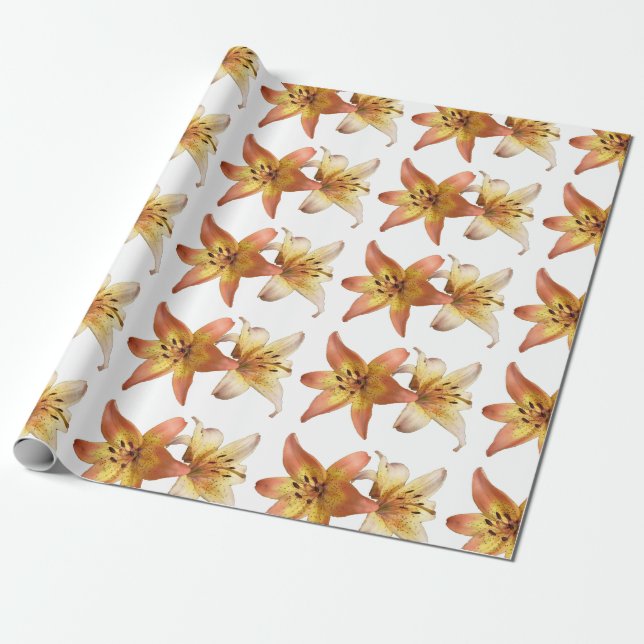 Springtime Flower "Day Lily" Printed Wrapping Wrapping Paper (Unrolled)