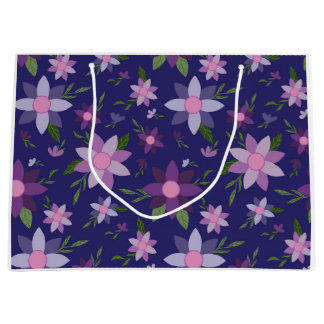 Springtime flowers on blue background large gift bag