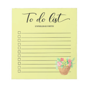 Springtime Flowers Script To Do List Checkbox Notepad