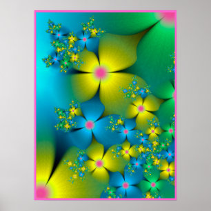 Springtime fractal flowers poster