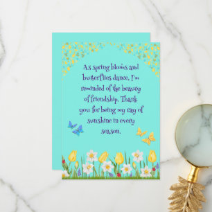Springtime Friendship Floral Ray of Sunshine Thank You Card