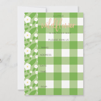 Springtime Gingham & Blooms Baby Shower Theme Invitation