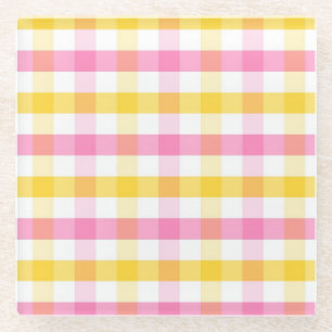 Springtime Gingham  Glass Coaster